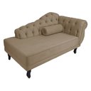 Ver imagem 2 de Recamier Decorativo Divã Larissa Lado Esquerdo Suede Capuccino Pés Madeira Ms Decor
