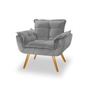 Ver imagem 3 de Kit 2 Poltronas Decorativas Opala Pés Palito Suede Cinza - Tenda House