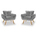 Ver imagem 1 de Kit 2 Poltronas Decorativas Opala Pés Palito Suede Cinza - Tenda House