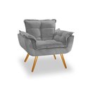 Ver imagem 2 de Kit 2 Poltronas Decorativas Opala Pés Palito Suede Cinza - Tenda House