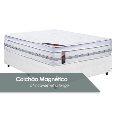 Cama Box Casal: Colchão Magnético Castor Pocket Gold Star + Base Crc Courano White(138x188)