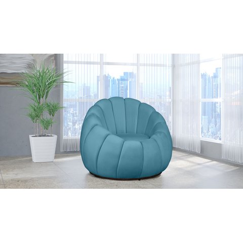 Poltrona Decorativa Concha Veludo Azul Turquesa - Londrilar