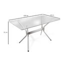 Ver imagem 2 de Conjunto: Mesa Sala Jantar Loire c/ Tampo Vidro 150cm + 6 Cadeiras Lisboa Cromado/Courano Branco -
