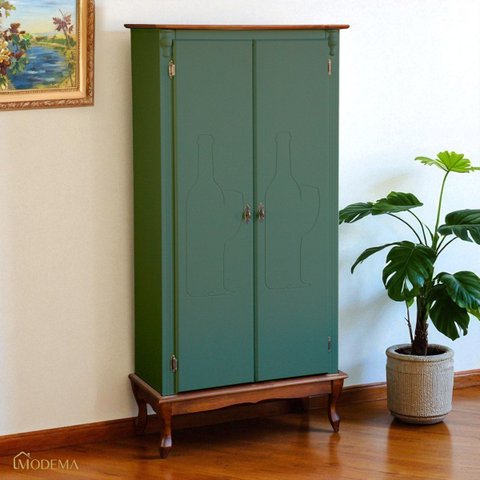 Adega de Vinho 2 Portas e Pés Luiz Xv 2073 Florença - Verde Kalle