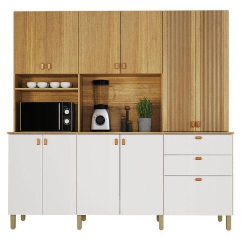 Armário de Cozinha Onix 10 Portas 3 Gavetas MDF-MDP 200cm Valdemóveis