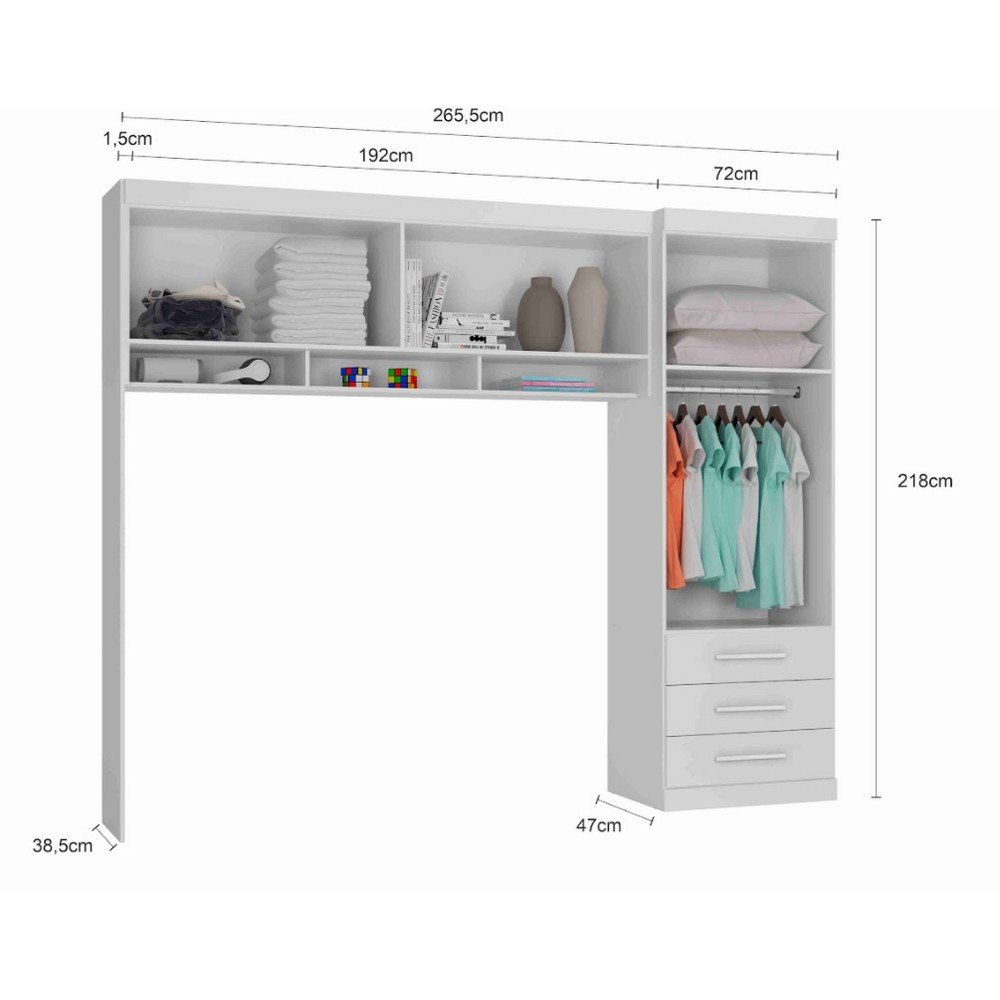 Guarda Roupa Solteiro Modulado 6 Portas 3 Gavetas Star Poliman - 4