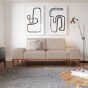 Ver imagem 1 de Sofá 2 Lugares e 2 Puffs em Linho Boreal com Mola Ensacada CabeCasa MadeiraOriginals