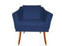 Ver imagem 3 de Kit Namoradeira + 2 Poltronas Decorativa Agatha Suede Azul Marinho Pés Madeira Mz Decor