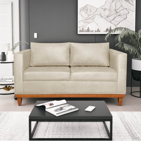Sofá 3 Lugares Europa 180 cm Estilo Conforto e Elegância Corano Bege - ADJ Decor