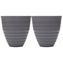 Ver imagem 1 de Kit 2 Vasos Cachepot para Flores Plantas 15x7cm Plástico Lyor Névoa Cinza Decoração