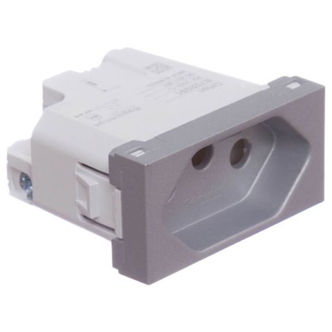Módulo Tomada 2 Pinos + Terra 20 Amperes 250 Volts Alumínio Orion - S70203174 - Schneider Modulo Tom