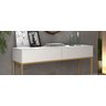 Aparador Buffet Branco Eros 1,10mt Gavetas Sala Estar Hall de Entrada Estilo Industrial Pé Dourado - 4