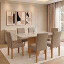 Ver imagem 1 de Conjunto de Mesa 6 Lugares com Tampo de Vidro 160x80cm Espanha Cinamomo e Off White