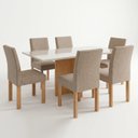 Ver imagem 2 de Conjunto de Mesa 6 Lugares com Tampo de Vidro 160x80cm Espanha Cinamomo e Off White