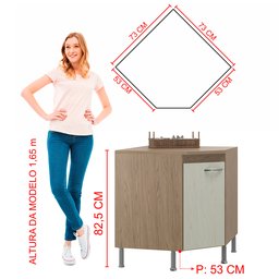 Balcão Modulado De Canto Com Tampo Fidelitá Paris 75cm 1 Porta - 4