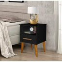 Ver imagem 2 de Mesa de Cabeceira 1 Gaveta Cor Preto