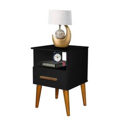 Mesa de Cabeceira 1 Gaveta Cor Preto - 3