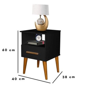 Mesa de Cabeceira 1 Gaveta Cor Preto