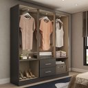 Ver imagem 2 de Guarda-roupa Solteiro Bali 6 Portas 2 Gavetas com Espelho Preto - Panorama Móveis