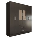 Ver imagem 3 de Guarda-roupa Solteiro Bali 6 Portas 2 Gavetas com Espelho Preto - Panorama Móveis