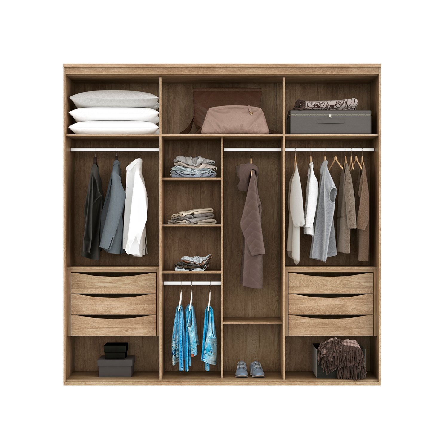 Guarda Roupa Casal 6 Portas com Espelho Interior 1 Originale Belmax ...