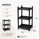 Ver imagem 6 de Estante Organizadora Preta 3 Prateleiras Plastica Multiuso Cozinha Banheiro Lavanderia Escritorio