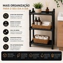 Ver imagem 5 de Estante Organizadora Preta 3 Prateleiras Plastica Multiuso Cozinha Banheiro Lavanderia Escritorio