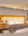 Ver imagem 4 de Conjunto Cabeceira Box Regulável com Duas Mesas LED Niara Cor:Madeira