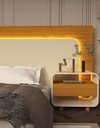 Ver imagem 5 de Conjunto Cabeceira Box Regulável com Duas Mesas LED Niara Cor:Madeira