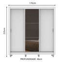 Ver imagem 3 de Guarda-Roupa Casal Madesa Lyon 3 Portas de Correr com Espelho 2 Gavetas com Pés Branco Cor:Branco