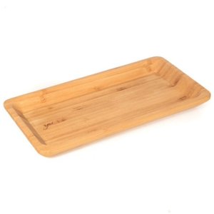 Petisqueira de Bambu Servir Petiscos Queijos Frios Bandeja Multiuso Decoração Retangular 25,5x13x2cm
