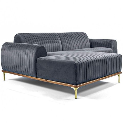 Sofá Chaise Molino 3 Lugares 230cm Veludo Titânio Nexta