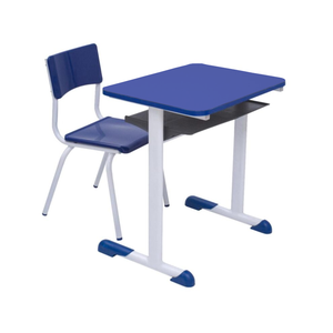 Kit Escolar Individual Mesa e Cadeira com Porta Livros Juvenil/adulto Cor Azul