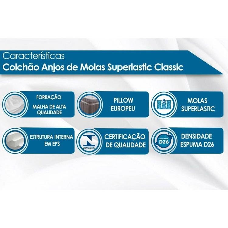 Colchão Solteiro Molas Superlastic Classic Euro Pillow (88x188x22) - Anjos - 2