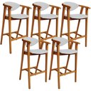 Ver imagem 1 de Kit 05 Banquetas Alta para Cozinha Bancada Bar Sala de Jantar Fixa Cecília L02 Linho Cinza - Lyam