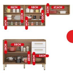 Cozinha Compacta Dama Miss com Balcão 07 Portas 02 Gavetas  - 3