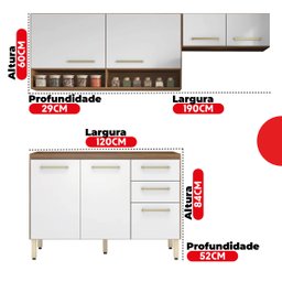 Cozinha Compacta Dama Miss com Balcão 07 Portas 02 Gavetas  - 4