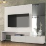 Estante Home Theater Aston Universum 220 cm Laca Cinza Claro Off White Brilhante com Espelho Prata - 2