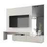 Estante Home Theater Aston Universum 220 cm Laca Cinza Claro Off White Brilhante com Espelho Prata - 1