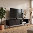 Ver imagem 1 de Rack Retrô para TV até 50 Polegadas 125cm Pé Palito Miami Preto