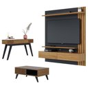 Ver imagem 1 de Painel p/TV Home Suspenso Juriti 1.5+Mesa Centro Jeri+Aparador Riviera Noce Milano Preto Acetinado