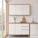Ver imagem 1 de Cozinha Modular Compacta Armario Aereo Balcao Nina Amêndoa/Branco