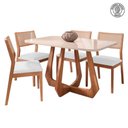 Ver imagem 1 de Mesa de Jantar com 4 Cadeiras Oiti Conjunto Bromelia 1,30 Madeira/off White/linho Cru