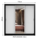 Ver imagem 4 de Guarda-roupa Casal Madesa Lyon 3 Portas de Correr com Espelho 2 Gavetas