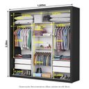 Ver imagem 4 de Guarda-Roupa Casal com Espelhos 3 Portas de Correr e 4 Gavetas 186cm Multimóveis CR35570 Preto/Off