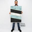 Ver imagem 3 de Quadro Decorativo em Canvas Geométrico Mármore Preto, Azul e Branco TaColado Moldura Branca 90 x 60c