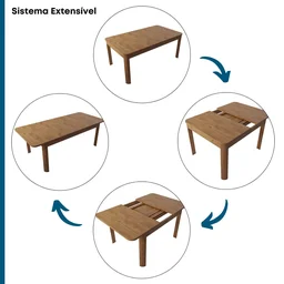 Mesa de Jantar 8 Lugares Extensível 180 a 220cm Madeira Maciça Zuzu  - 9
