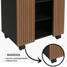 Conjunto Banheiro Espelheira Klein Gabinete Premium para Pia de Coluna - Jm3 Móveis:esp.preto-nature - 8