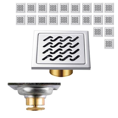 Ralo Inox 10x10 Lavabo Banheiro Box Kit 21 Uni Anti Odor Casa Varanda Anti Inseto Quintal Higienico 