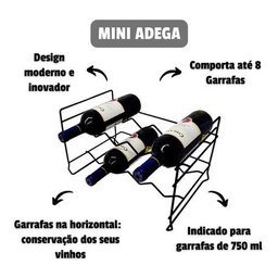 Adega Vinhos Empilhável 8 Un Mini Aramado Aço Rack Garrafas - 7